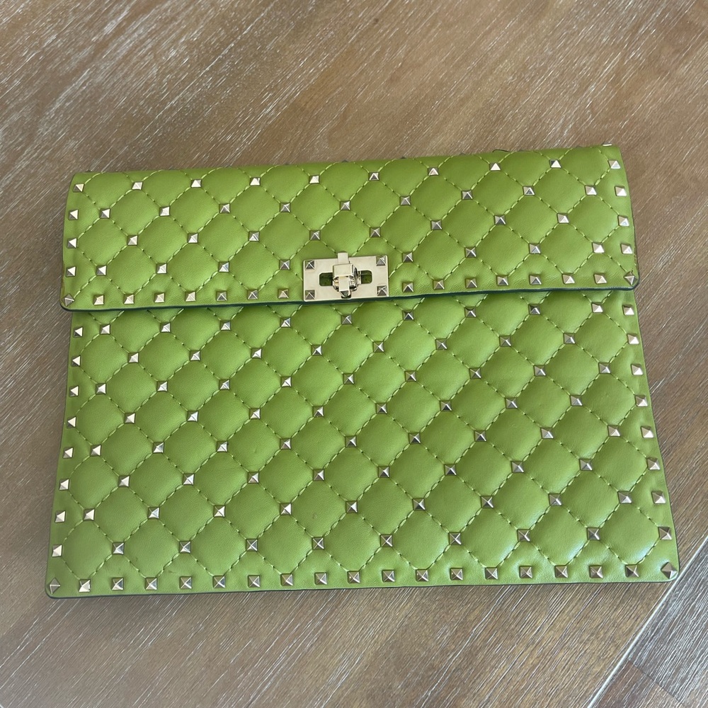 Valentino Green Studded Clutch